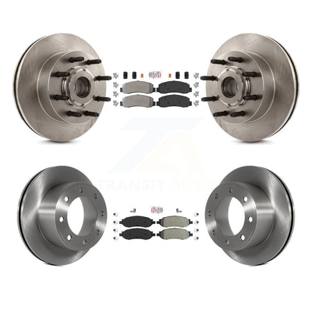 Front Rear Semi-Metallic Pad Disc Brake Rotor Hub Kit For Ford F-350 Super Duty F-250 RWD K8A-105264