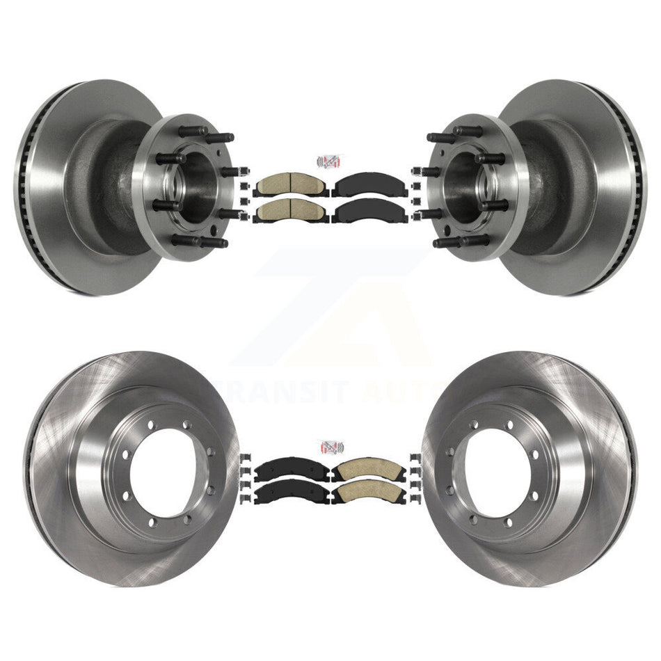 Front Rear Ceramic Pads And Disc Brake Rotors Hub Assembly Kit For Ford E-450 Super Duty K8A-105265