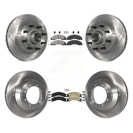 Front Semi-Metallic Rear Ceramic Pad & Disc Brake Rotor Hub Kit For Ford E-450 Super Duty K8A-105268