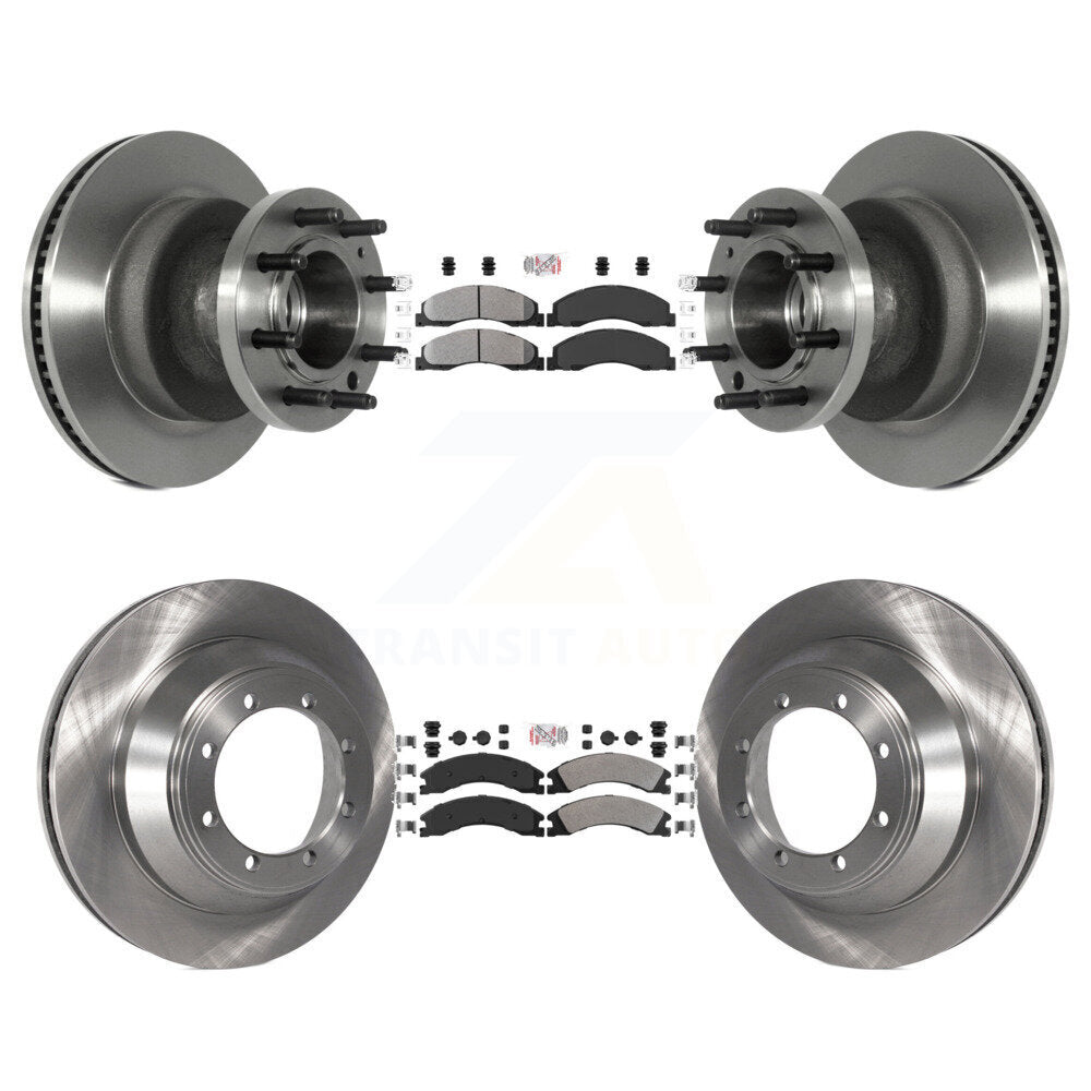 Front Rear Semi-Metallic Pad Disc Brake Rotors Hub Assembly Kit For Ford E-450 Super Duty K8A-105270