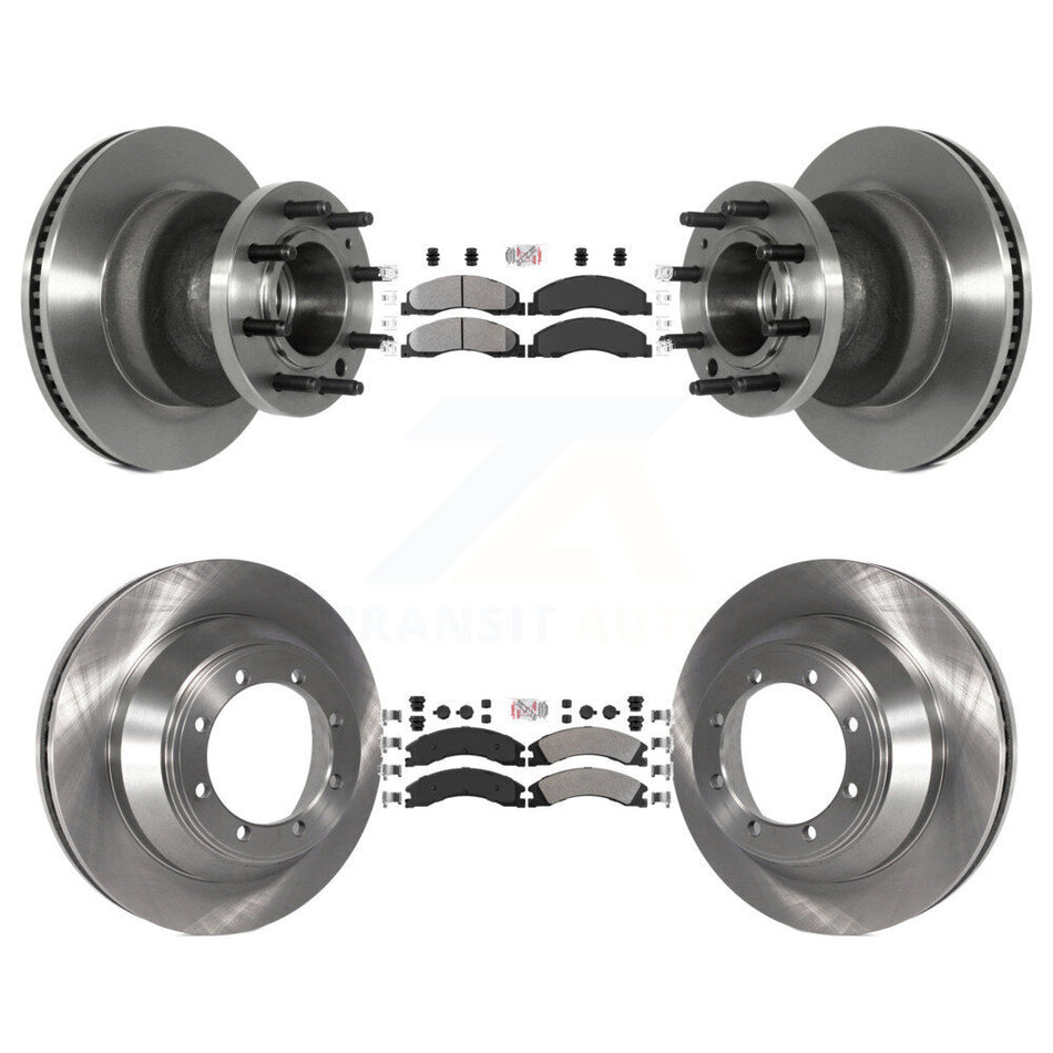 Front Rear Semi-Metallic Pad Disc Brake Rotors Hub Assembly Kit For Ford E-450 Super Duty K8A-105270