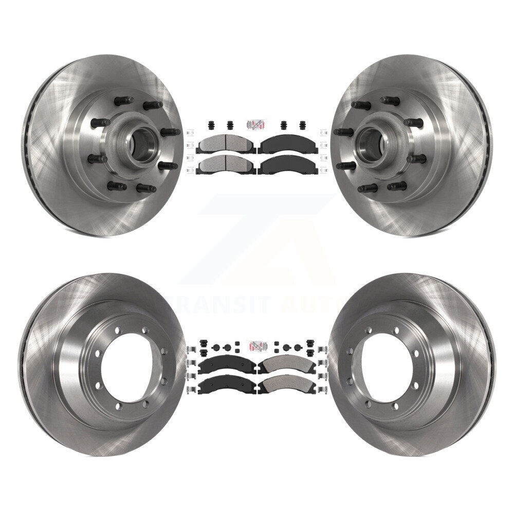 Front Rear Semi-Metallic Pad Disc Brake Rotors Hub Assembly Kit For Ford E-450 Super Duty K8A-105272
