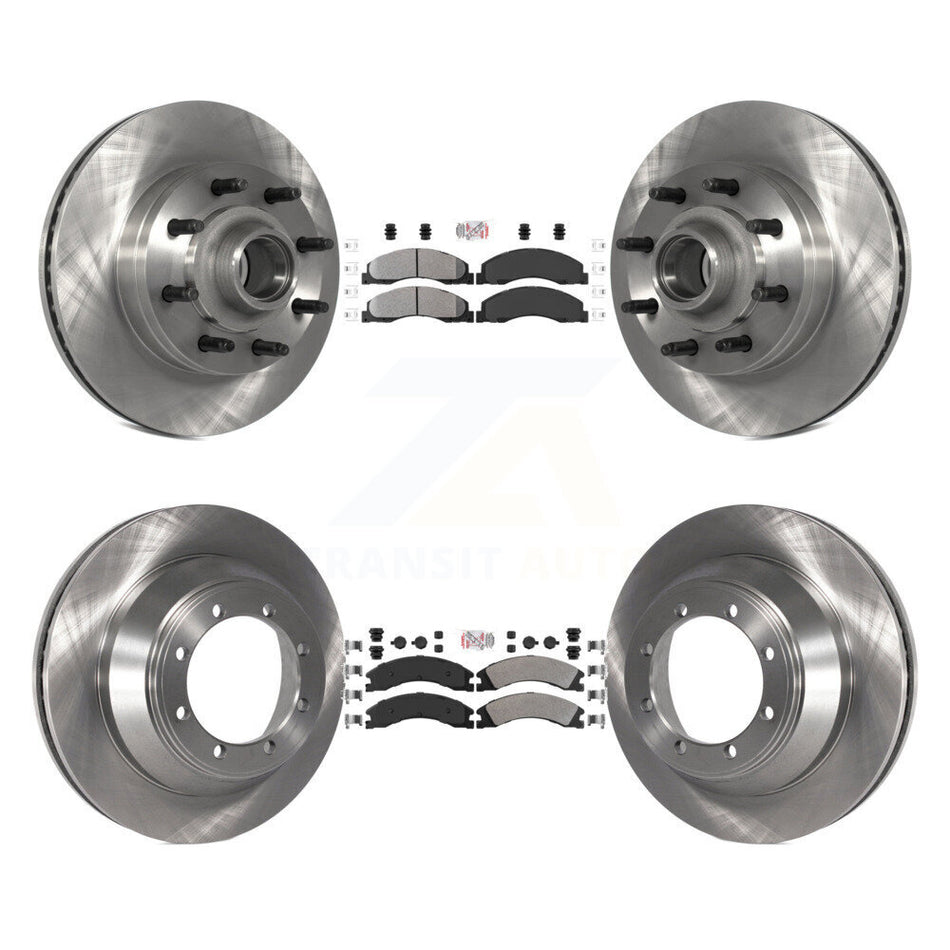 Front Rear Semi-Metallic Pad Disc Brake Rotors Hub Assembly Kit For Ford E-450 Super Duty K8A-105272