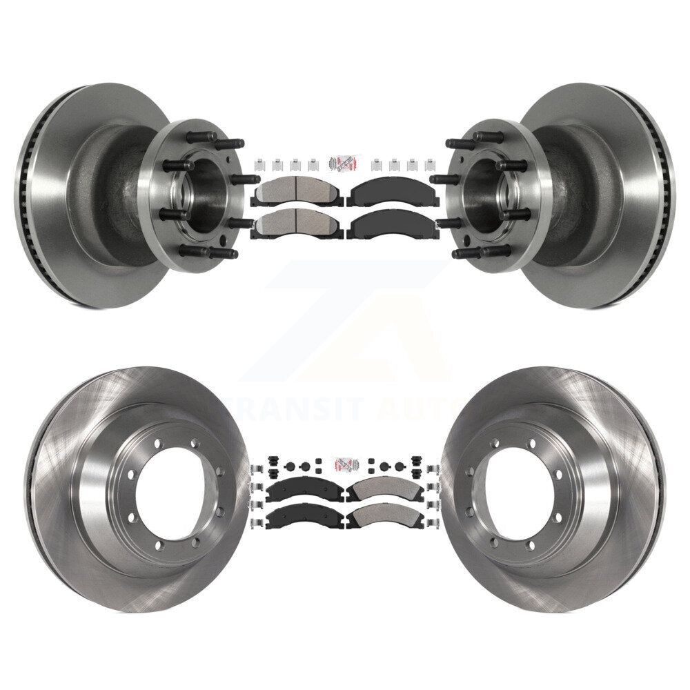 Front Rear Semi-Metallic Pad Disc Brake Rotors Hub Assembly Kit For Ford E-450 Super Duty K8A-105274