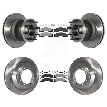 Front Rear Semi-Metallic Pad Disc Brake Rotors Hub Assembly Kit For Ford E-450 Super Duty K8A-105274