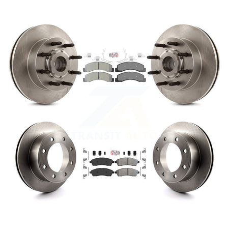Front Rear Semi-Metallic Pads And Disc Brake Rotors Hub Kit For 2005 Ford Excursion RWD K8A-105280