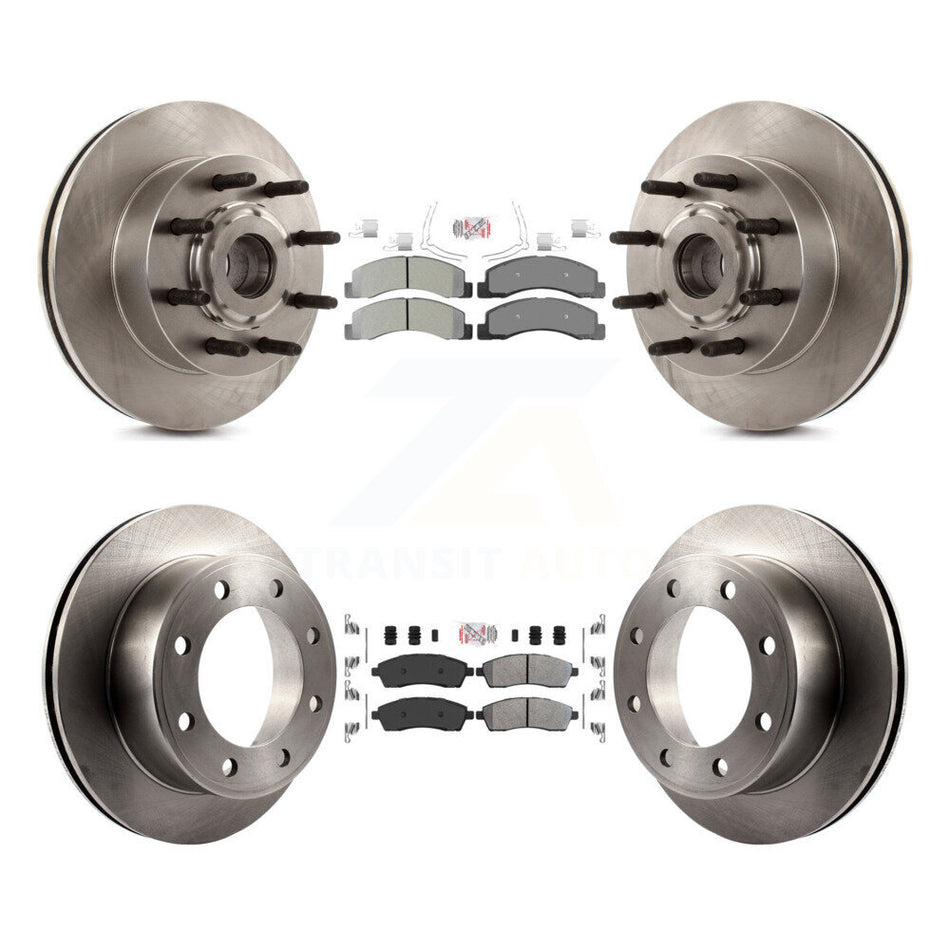 Front Rear Semi-Metallic Pads And Disc Brake Rotors Hub Kit For 2005 Ford Excursion RWD K8A-105280