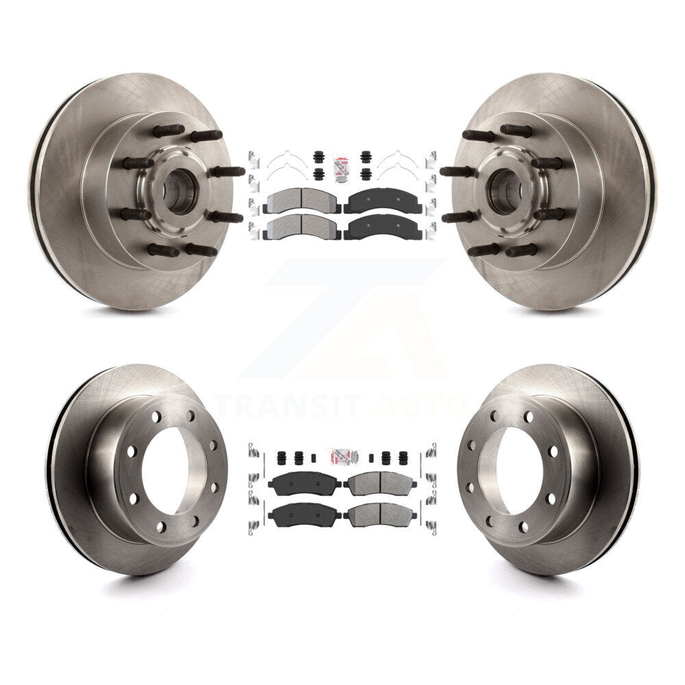 Front Rear Semi-Metallic Pads And Disc Brake Rotors Hub Kit For 2005 Ford Excursion RWD K8A-105281