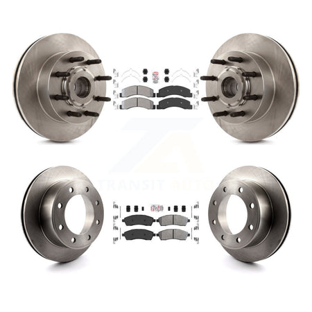 Front Rear Semi-Metallic Pads And Disc Brake Rotors Hub Kit For 2005 Ford Excursion RWD K8A-105281
