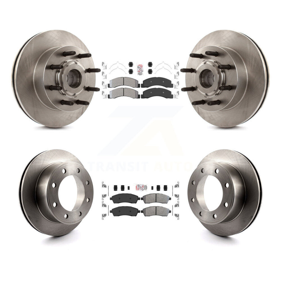 Front Rear Semi-Metallic Pads And Disc Brake Rotors Hub Kit For 2005 Ford Excursion RWD K8A-105281