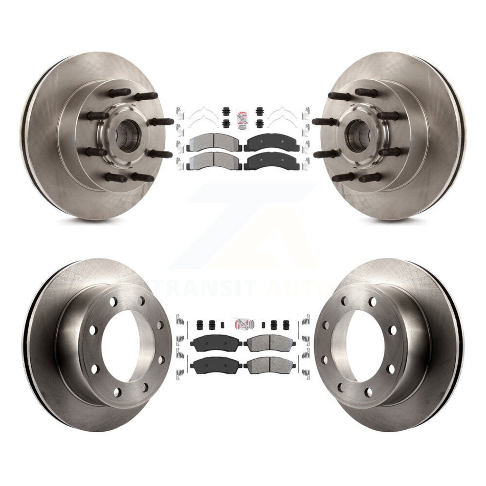 Front Rear Semi-Metallic Pads And Disc Brake Rotors Hub Kit For 2005 Ford Excursion RWD K8A-105281