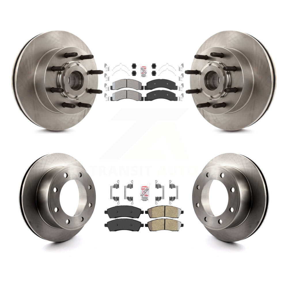 Front Rear Semi-Metallic Pads And Disc Brake Rotors Hub Kit For 2005 Ford Excursion RWD K8A-105283