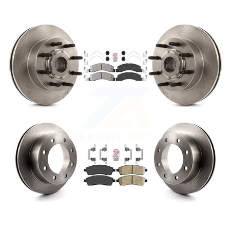 Front Rear Semi-Metallic Pads And Disc Brake Rotors Hub Kit For 2005 Ford Excursion RWD K8A-105283