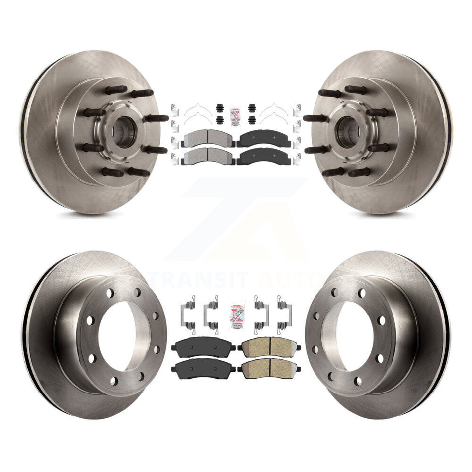 Front Rear Semi-Metallic Pads And Disc Brake Rotors Hub Kit For 2005 Ford Excursion RWD K8A-105283