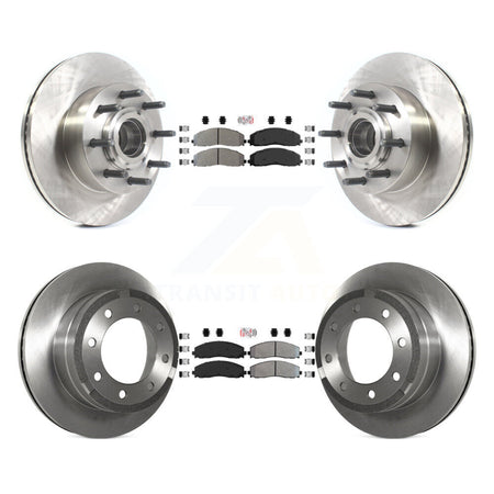 Front Rear Semi-Metallic Pad And Disc Brake Rotor Hub Kit For Ford F-350 Super Duty F-250 K8A-105293