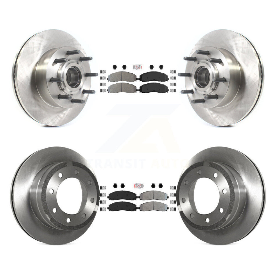 Front Rear Semi-Metallic Pad And Disc Brake Rotor Hub Kit For Ford F-350 Super Duty F-250 K8A-105293