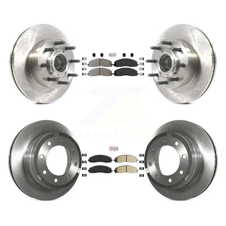Front Rear Semi-Metallic Pad And Disc Brake Rotor Hub Kit For Ford F-350 Super Duty F-250 K8A-105297