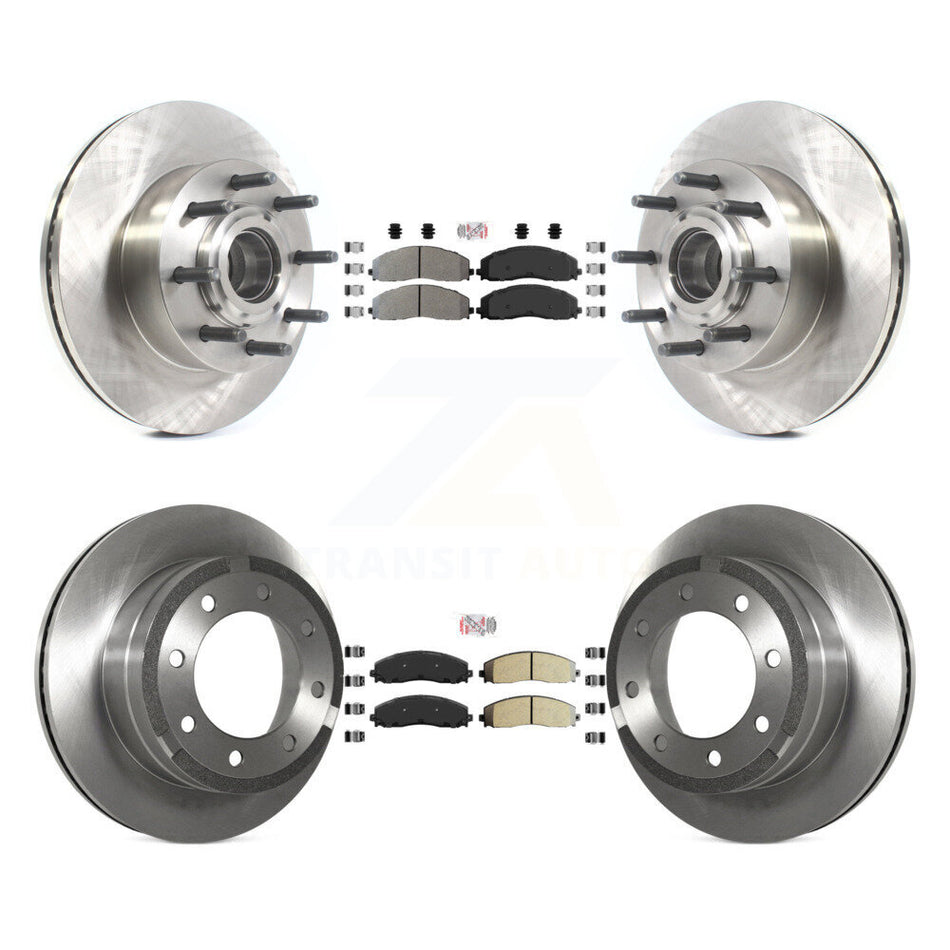 Front Rear Semi-Metallic Pad And Disc Brake Rotor Hub Kit For Ford F-350 Super Duty F-250 K8A-105297