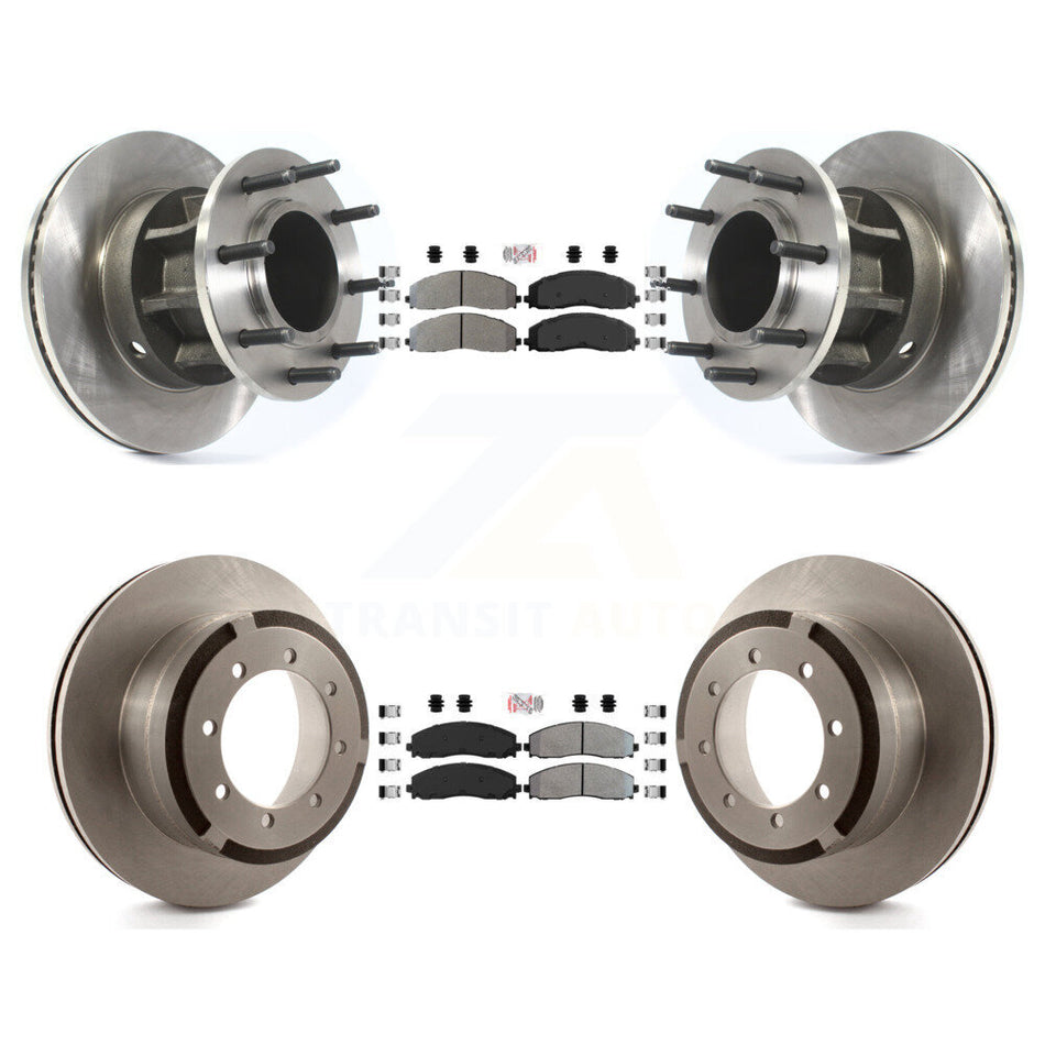 Front Rear Semi-Metallic Pad And Disc Brake Rotor Hub Kit For Ford F-350 Super Duty F-250 K8A-105299