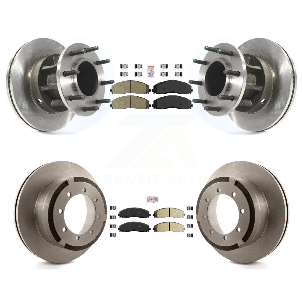 Front Rear Semi-Metallic Pad And Disc Brake Rotor Hub Kit For Ford F-350 Super Duty F-250 K8A-105300