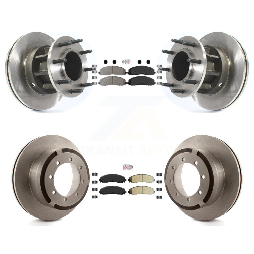 Front Rear Semi-Metallic Pad And Disc Brake Rotor Hub Kit For Ford F-350 Super Duty F-250 K8A-105301