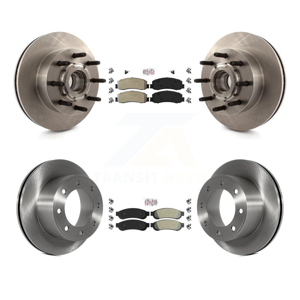 Front Rear Semi-Metallic Pad Disc Brake Rotor Hub Kit For Ford F-250 Super Duty F-350 RWD K8A-105310
