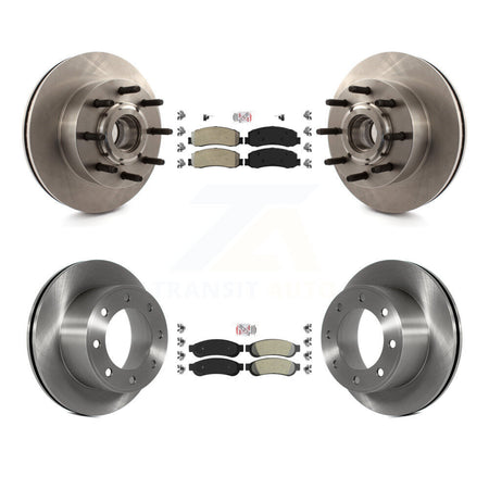 Front Rear Semi-Metallic Pad Disc Brake Rotor Hub Kit For Ford F-250 Super Duty F-350 RWD K8A-105310