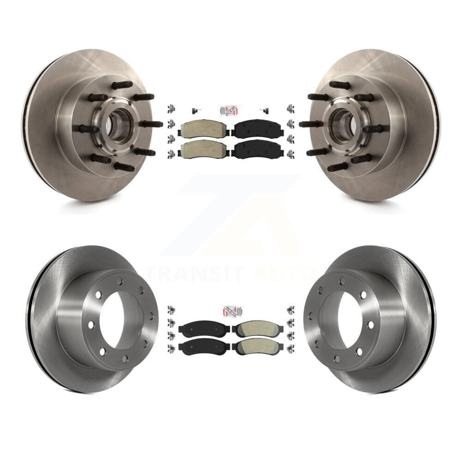 Front Rear Semi-Metallic Pad Disc Brake Rotor Hub Kit For Ford F-250 Super Duty F-350 RWD K8A-105310