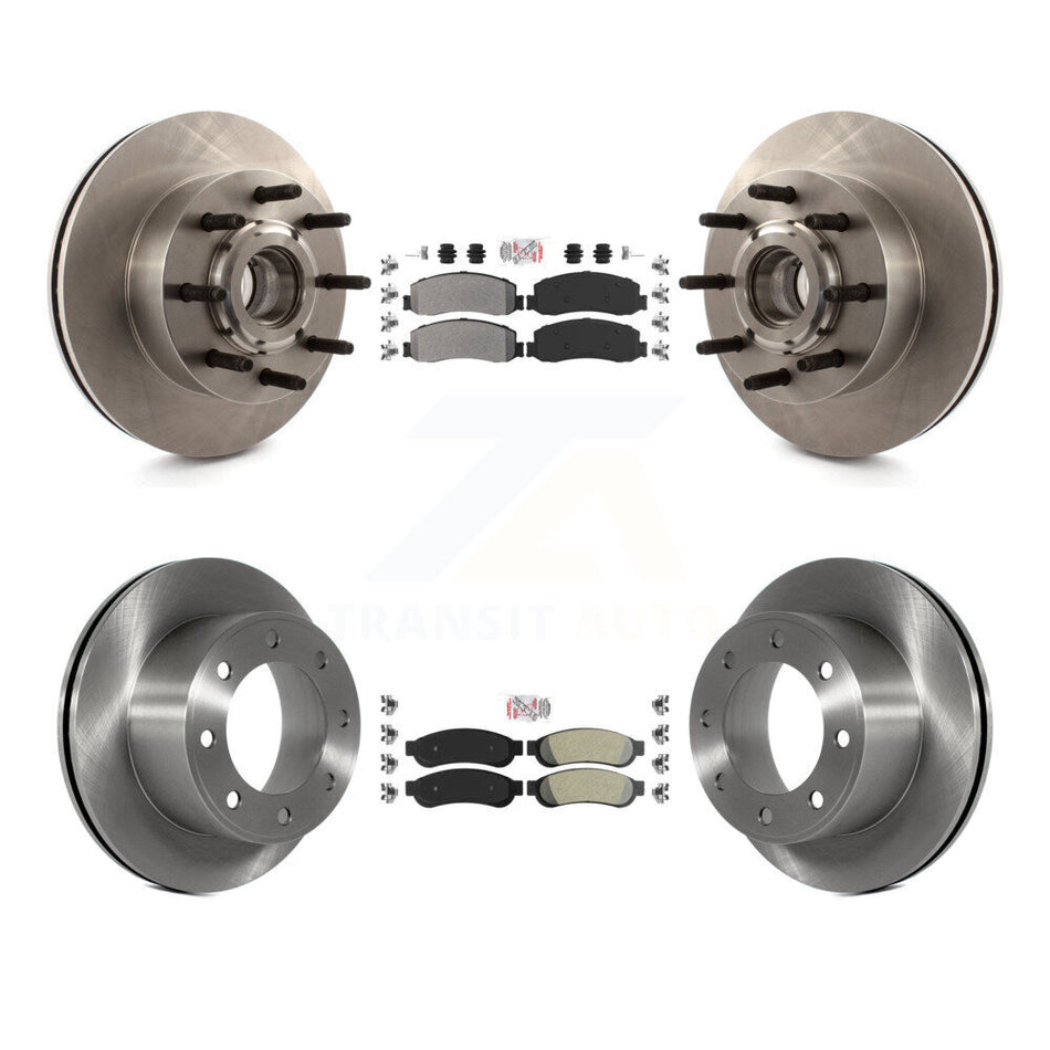 Front Rear Semi-Metallic Pad Disc Brake Rotor Hub Kit For Ford F-250 Super Duty F-350 RWD K8A-105311