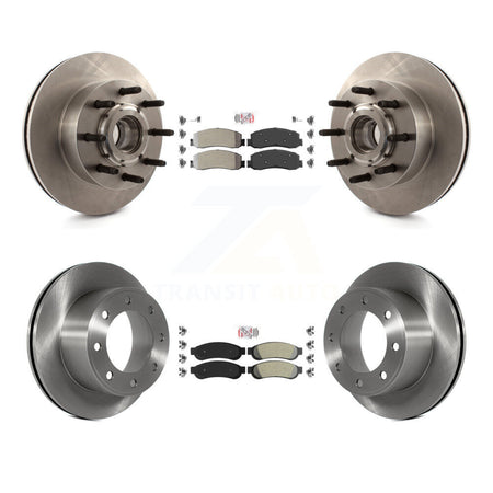 Front Rear Semi-Metallic Pad Disc Brake Rotor Hub Kit For Ford F-250 Super Duty F-350 RWD K8A-105318