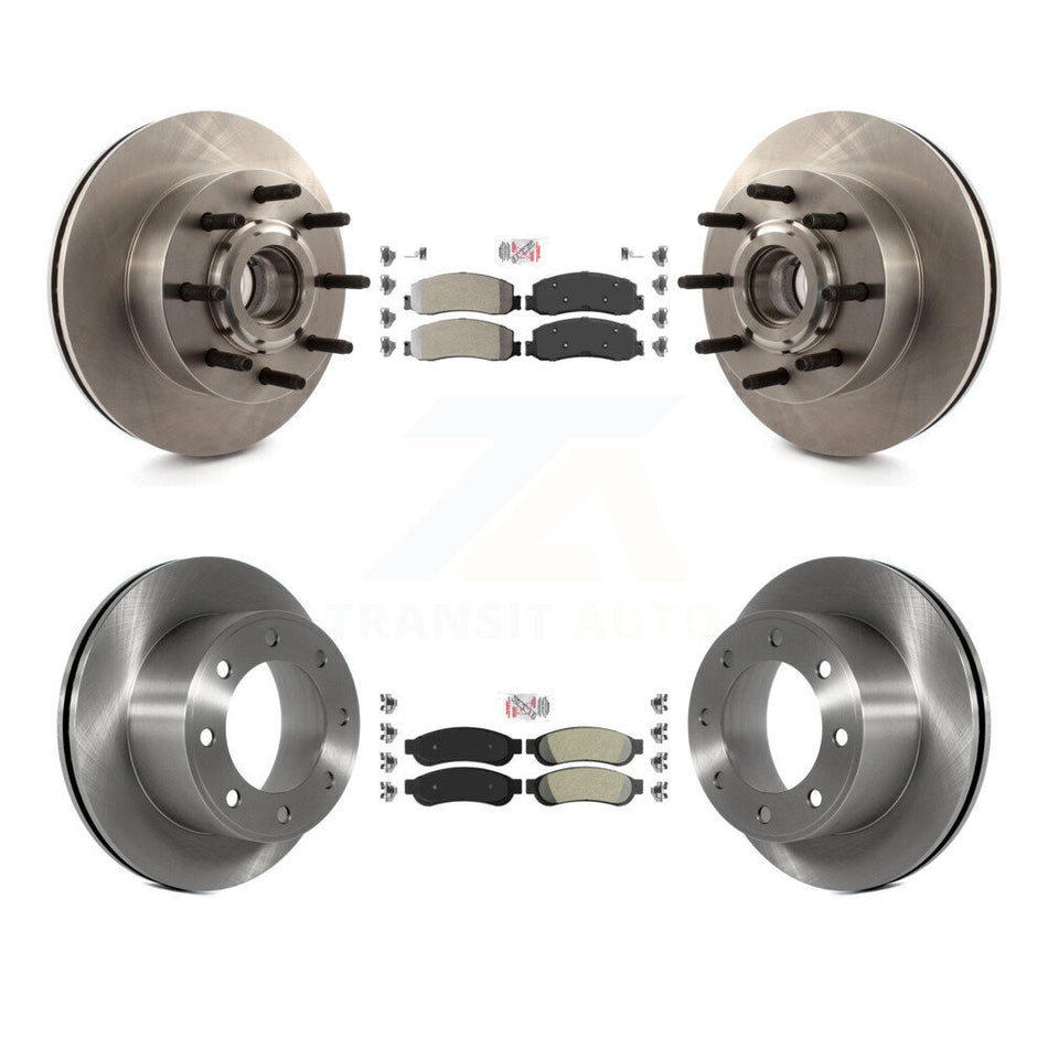 Front Rear Semi-Metallic Pad Disc Brake Rotor Hub Kit For Ford F-250 Super Duty F-350 RWD K8A-105318