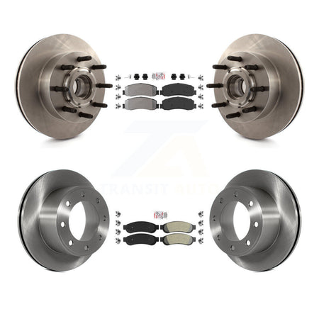 Front Rear Semi-Metallic Pad Disc Brake Rotor Hub Kit For Ford F-250 Super Duty F-350 RWD K8A-105319