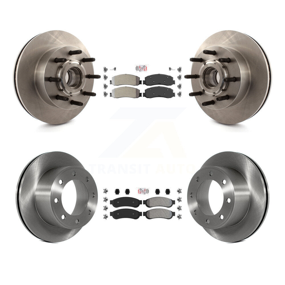Front Rear Semi-Metallic Pad Disc Brake Rotor Hub Kit For Ford F-250 Super Duty F-350 RWD K8A-105320