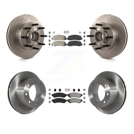 Front Rear Semi-Metallic Pad Disc Brake Rotor Hub Kit For Ford F-250 Super Duty F-350 RWD K8A-105320