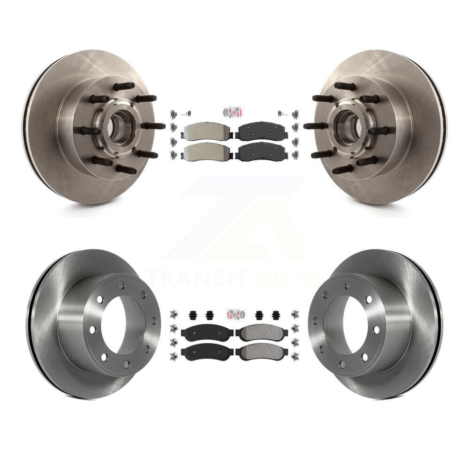 Front Rear Semi-Metallic Pad Disc Brake Rotor Hub Kit For Ford F-250 Super Duty F-350 RWD K8A-105320