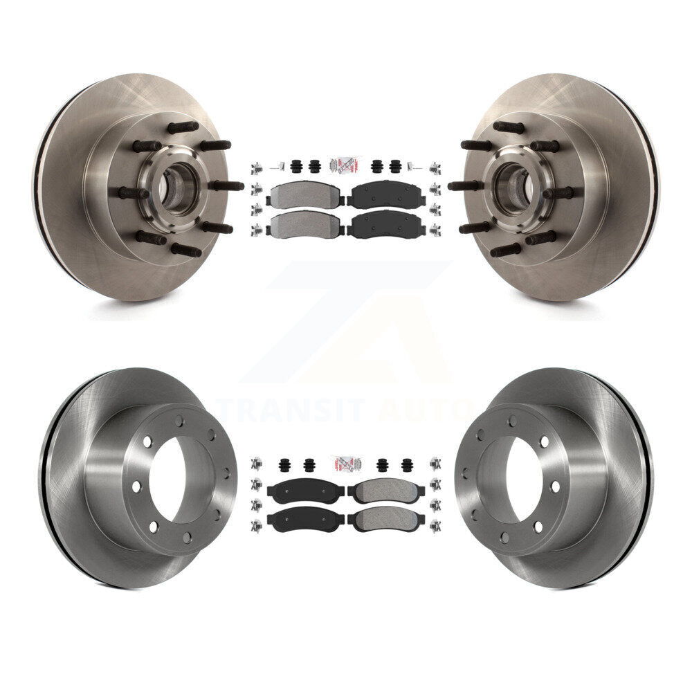Front Rear Semi-Metallic Pad Disc Brake Rotor Hub Kit For Ford F-250 Super Duty F-350 RWD K8A-105321
