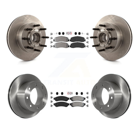 Front Rear Semi-Metallic Pad Disc Brake Rotor Hub Kit For Ford F-250 Super Duty F-350 RWD K8A-105321