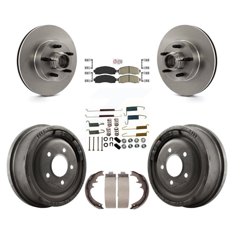 Front Rear Brake Rotors Ceramic Pad Drum Kit (7Pc) For Ford Ranger With 10" Diameter K8A-105336