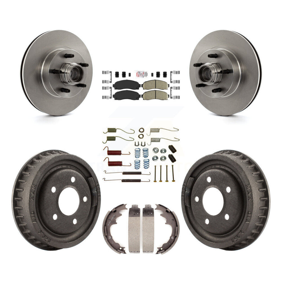 Front Rear Brake Rotor Ceramic Pad & Drum Kit (7Pc) For Ford Ranger With 9" Diameter K8A-105337