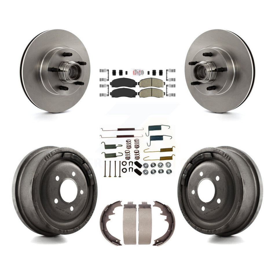Front Rear Brake Rotors Ceramic Pad Drum Kit (7Pc) For Ford Ranger With 10" Diameter K8A-105338
