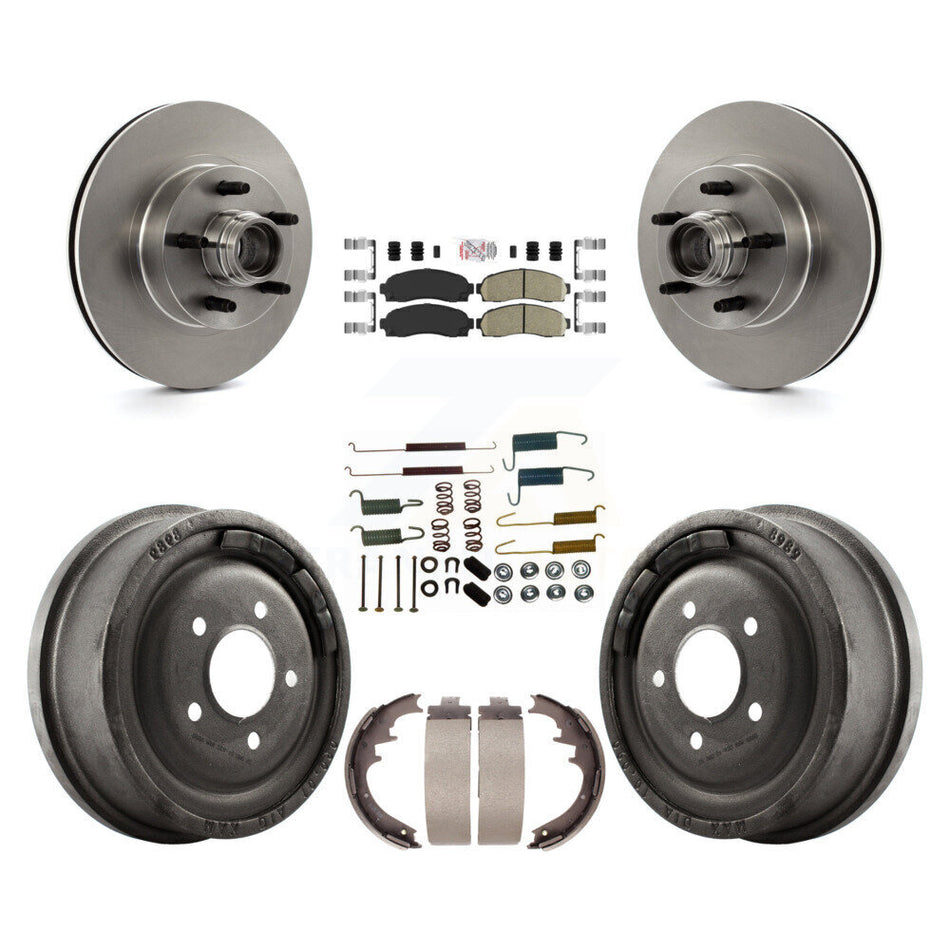 Front Rear Brake Rotors Ceramic Pad Drum Kit (7Pc) For Ford Ranger With 10" Diameter K8A-105338