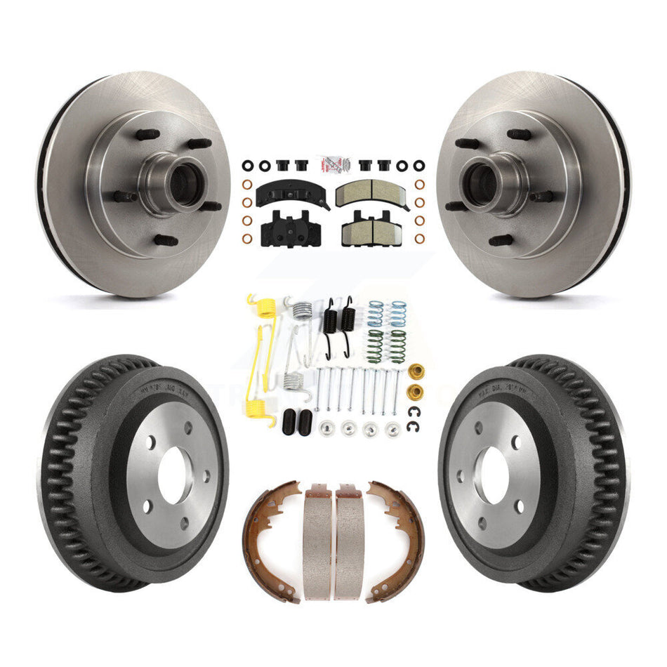 Front Rear Brake Rotors Semi-Metallic Pad Drum Kit (7Pc) For 1994-1999 Dodge Ram 1500 RWD K8A-105339