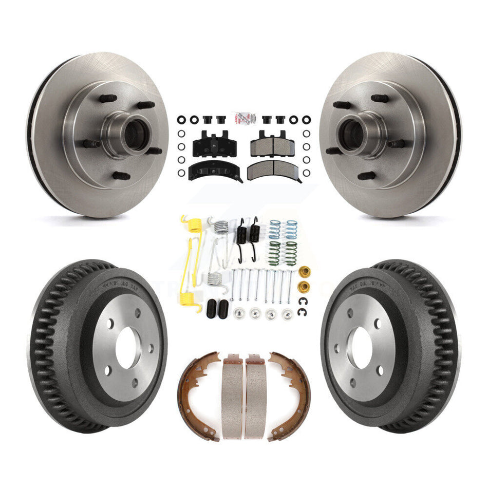 Front Rear Brake Rotors Semi-Metallic Pad Drum Kit (7Pc) For 1994-1999 Dodge Ram 1500 RWD K8A-105340