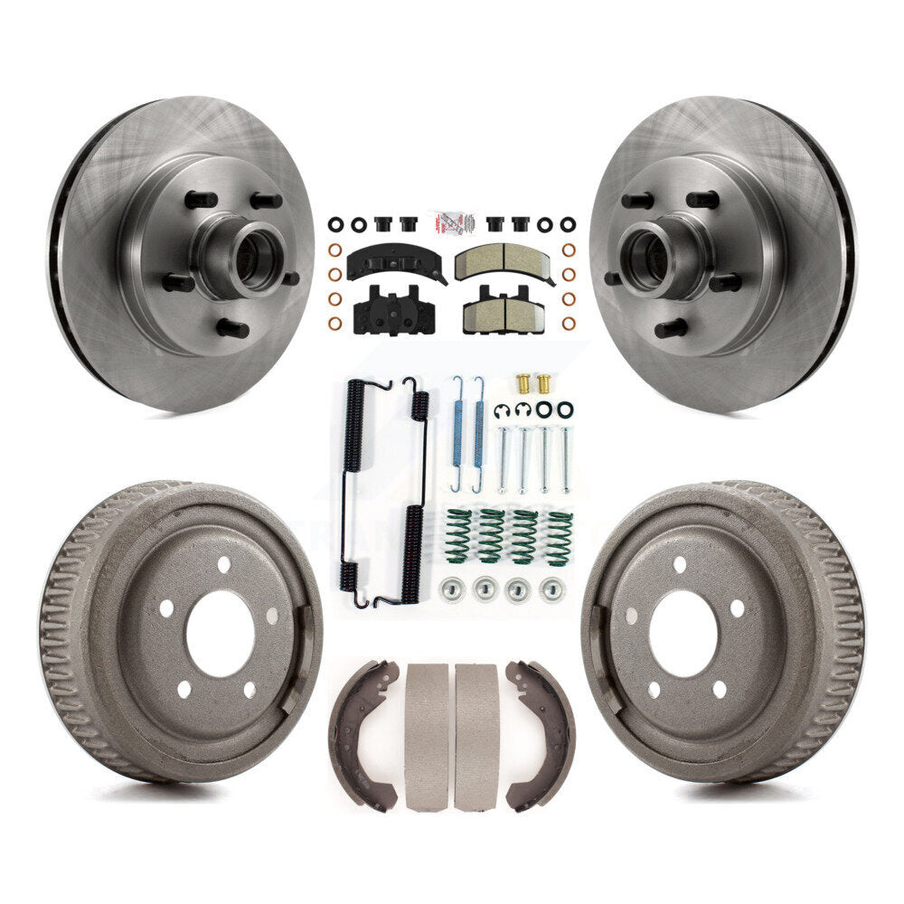 Front Rear Disc Brake Rotor Hub Assembly Semi-Metallic Pad & Drum Kit (7Pc) For GMC Yukon K8A-105341
