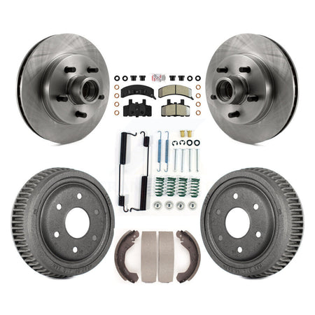 Front Rear Disc Brake Rotors Hub Semi-Metallic Pads And Drum Kit (7Pc) For GMC Yukon RWD K8A-105346