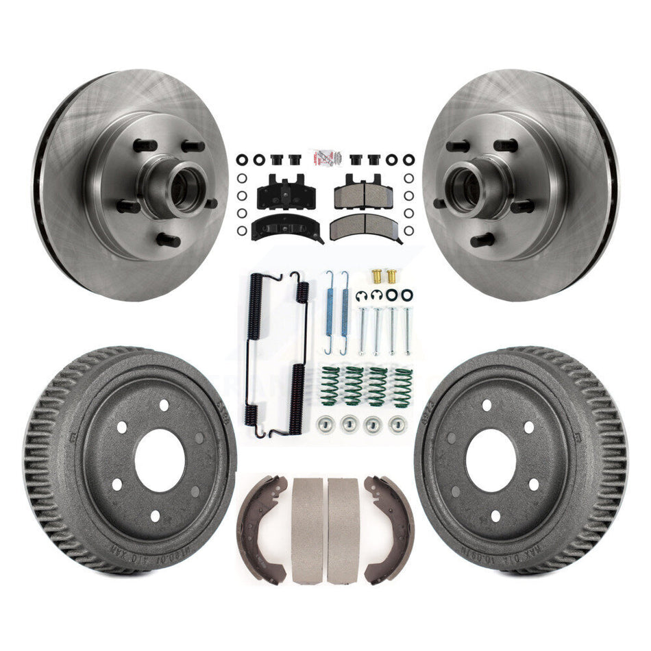 Front Rear Disc Brake Rotors Hub Semi-Metallic Pads And Drum Kit (7Pc) For GMC Yukon RWD K8A-105347