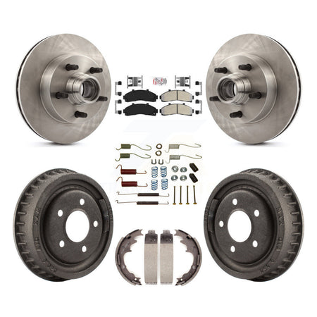Front Rear Disc Brake Rotor Hub Assembly Semi-Metallic Pad Drum Kit (7Pc) For Mazda B4000 K8A-105359