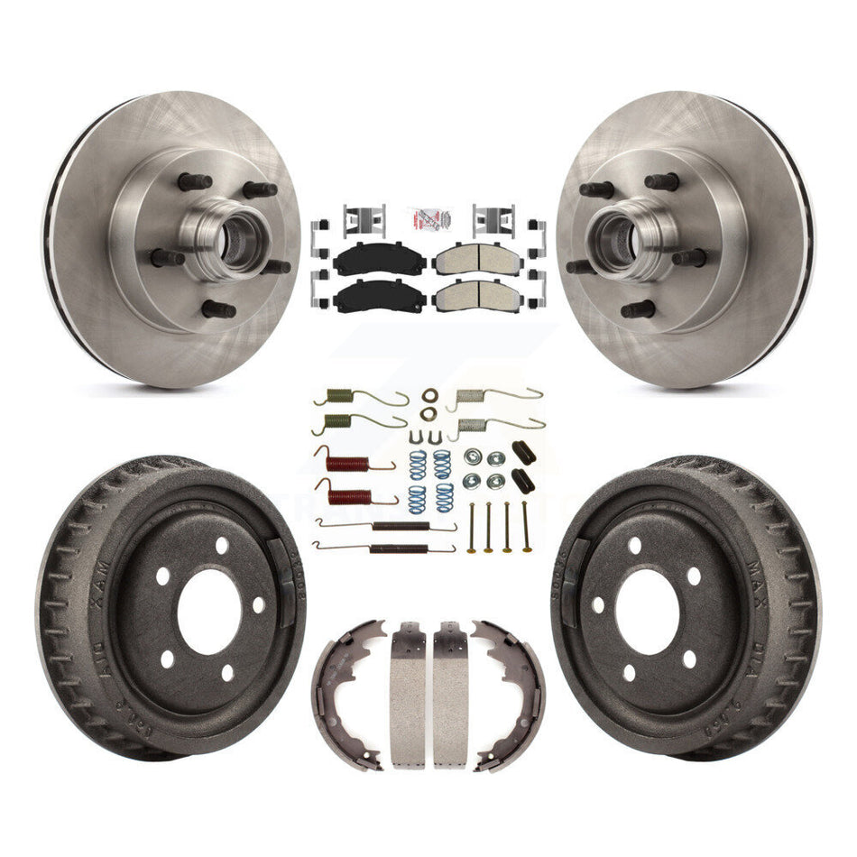 Front Rear Disc Brake Rotor Hub Assembly Semi-Metallic Pad Drum Kit (7Pc) For Mazda B4000 K8A-105359