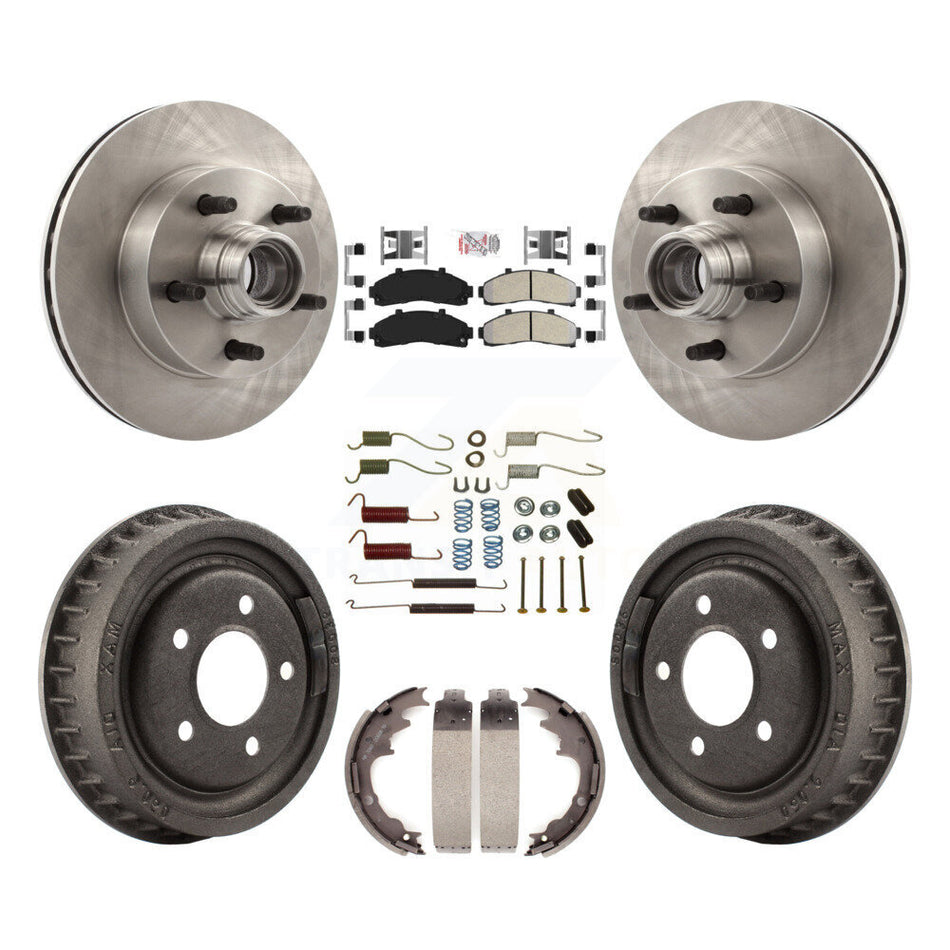 Front Rear Disc Brake Rotor Hub Assembly Semi-Metallic Pad Drum Kit (7Pc) For Mazda B4000 K8A-105359