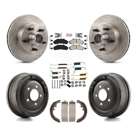 Front Rear Disc Brake Rotor Hub Assembly Semi-Metallic Pad Drum Kit (7Pc) For Mazda B4000 K8A-105360